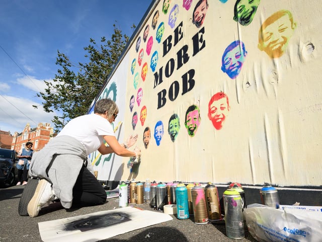 Pictured is: One of the many artists at wok in Wiltshire Street and Meridian Road
Picture: Keith Woodland (140921-82)