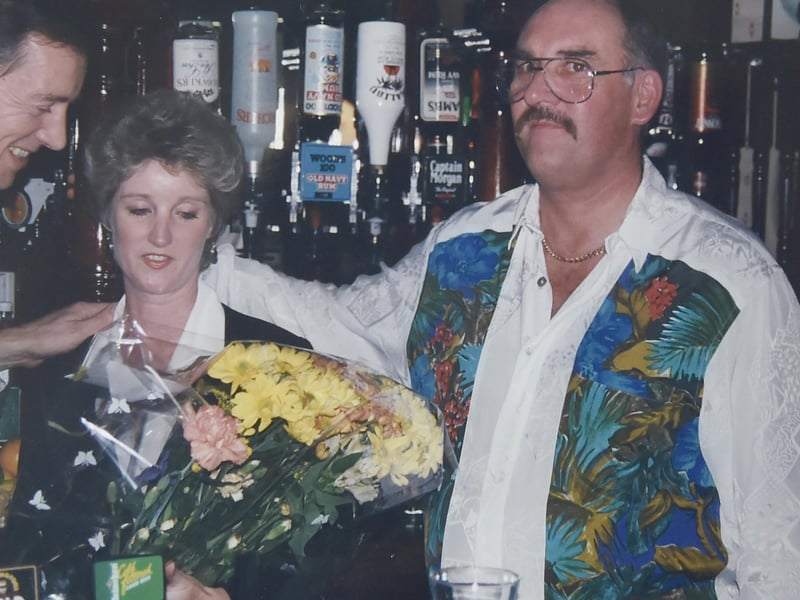 Northcote Pub in Southsea collects.Pictured is: Lynn & Barry Kewell on the day they took over the Graham Arms in July 1996 from Lynn's mum & dad (Margaret and Bill Harris) with the Wadsworth area manager Mr Danny Williams.