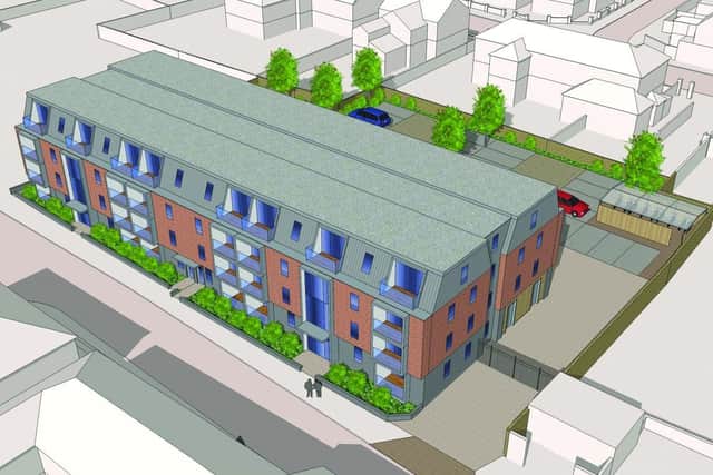 Illustrative CGI of the apartment block on Trinity Street, Fareham which will replace the former Magistrates' Court.
