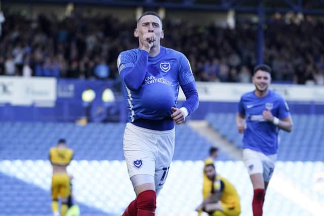 Ronan Curtis celebrates his 82nd-minute winner against Lincoln. Picture: Jason Brown/ProSportsImages