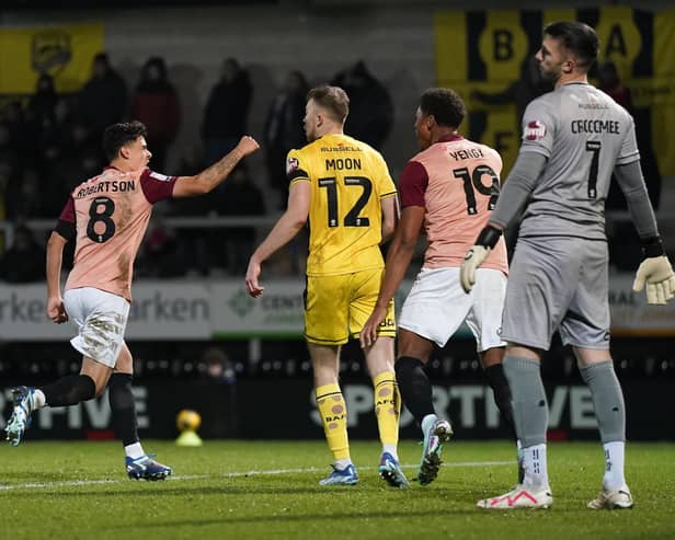 Alex Roberston was MOTM for Pompey at Burton