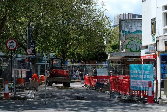 Construction site in Commercial Road and Charlotte Street, Portsmouth, where a bus gate is being builtPicture: Chris Moorhouse