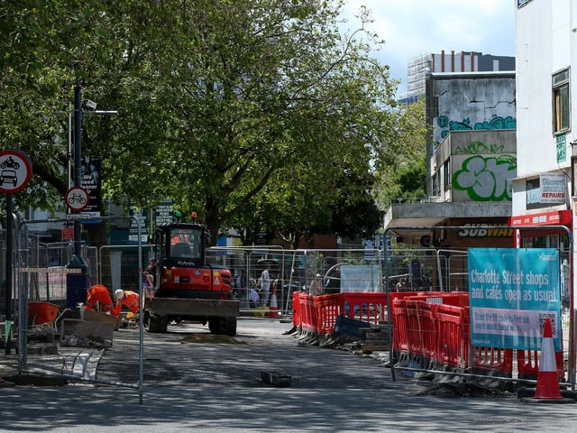 Construction site in Commercial Road and Charlotte Street, Portsmouth, where a bus gate is being builtPicture: Chris  Moorhouse