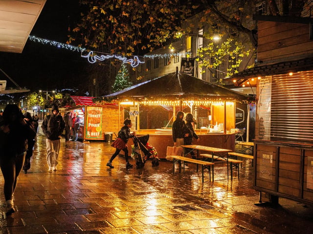 Commercial Road has been turned into a festive high street equipped with Christmas lights and a market. Picture: Marcin Jedrysiak