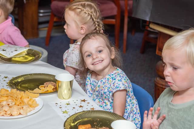 St Nicholas Preschool is celebrating 60 years of providing childcare for the community of Portsmouth this yearon Wednesday 20th July 2022Pictured: Pupils celebrating at St Nicholas Preschool, North End, PortsmouthPicture: Habibur Rahman