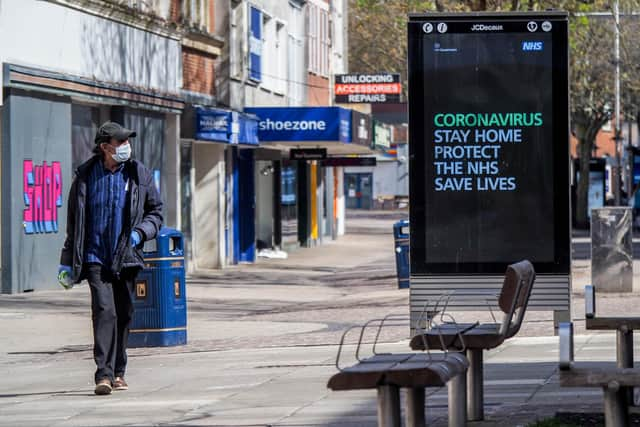 An empty-looking Commercial Road in Portsmouth after the government announced a lockdown on March 23.