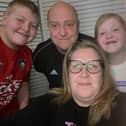 Pictured left to right: Oli Emmonds, 11, dad Dennis, 45, mum Sam Emmonds - who survived coronavirus - and her daughter Libbie, nine.