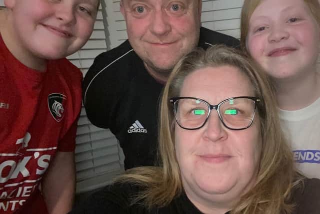 Pictured left to right: Oli Emmonds, 11, dad Dennis, 45, mum Sam Emmonds - who survived coronavirus - and her daughter Libbie, nine.