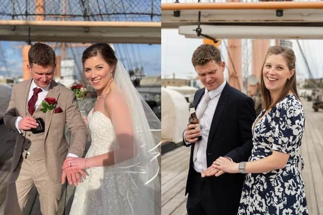 John & Alice on the upper deck of HMS Warrior