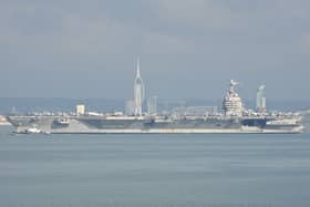 USS Gerald R. Ford passing The Spinnaker Tower today 
Picture: Ian Scales - freelance/amateur photographer