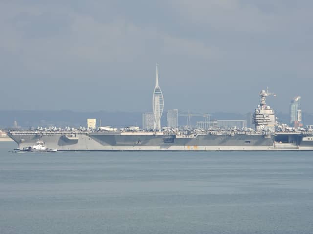 USS Gerald R. Ford passing The Spinnaker Tower today 
Picture: Ian Scales - freelance/amateur photographer