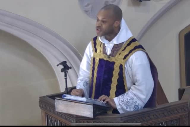 Father Rosario M Ebanks, pictured, called teachers 'devils' for educating children about gay and trans issues