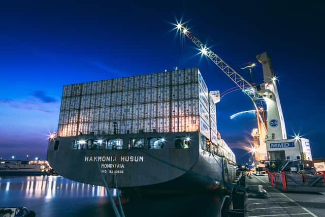 A Maersk vessel at Portsmouth International Port. Picture: Paul Gonella/StrongIsland