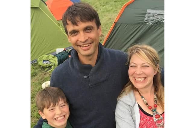Samantha Murray, 53, with her husband Silvan Chafiie and their son Gabriel, 15. Picture: Family