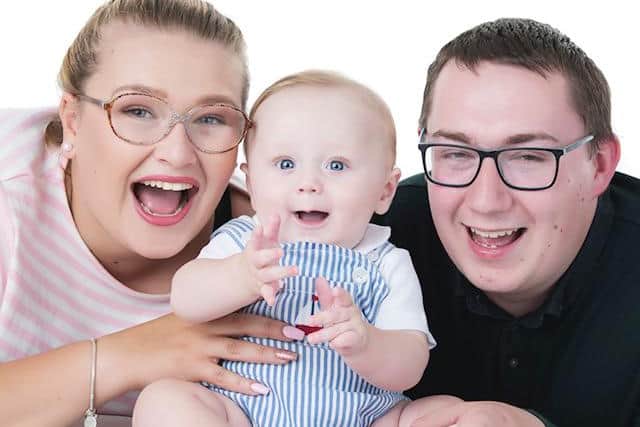 Mum Kayleigh Buckley, baby Rupert, and dad Andrew Carr.