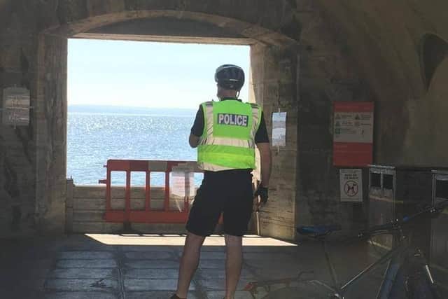 Portsmouth police said officers have closed the Hotwalls in Old Portsmouth on April 15, 2020. Picture: facebook.com/portsmouthpolice
