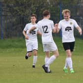Pompey Chimes celebrate one of their goals in a 6-1 win over Horndean Hawks. Picture: Kevin Shipp