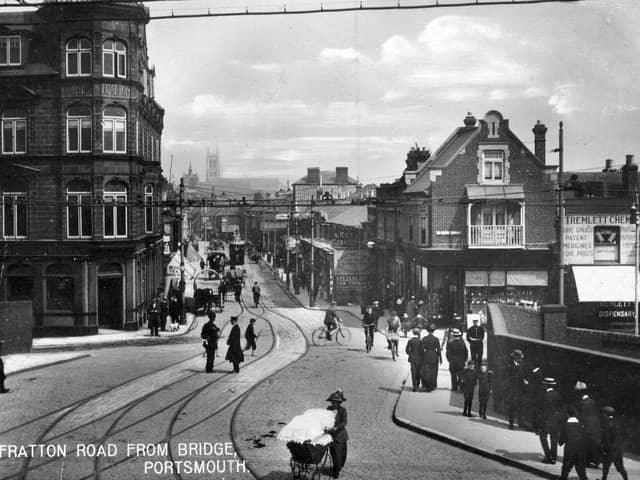 Fratton Road looking north from Fratton Bridge possibly around the turn of the last century.