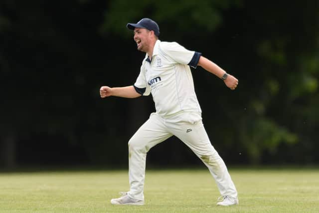 Hayling's Billy Younghusband celebrates a wicket against Clanfield.
Picture: Keith Woodland