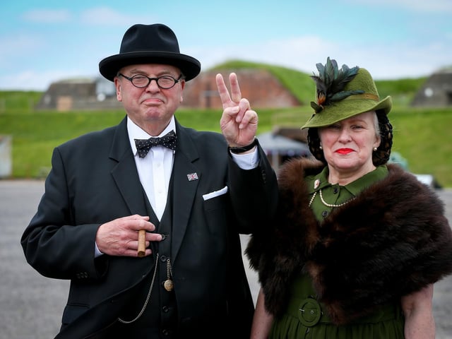 Sir Winston Churchill and his wife Lady Clementine, aka Derek and Linda Herbert.