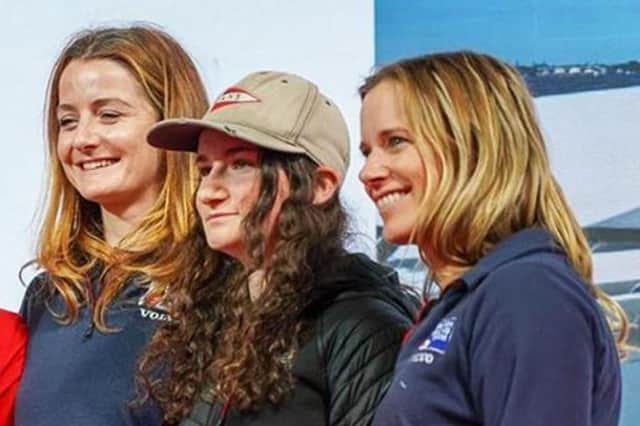Monique Vennis-Ozanne (second right) with Eilidh McIntyre (left) and Hannah Mills