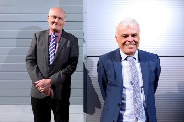 Joint managing directors Eric Coleborn, left, and Barry Thomas. Building contractors T Coleborn and Son Ltd established in 1783 are Portsmouth's oldest company. They are based in FrattonPicture: Chris Moorhouse   (jpns 061021-03)