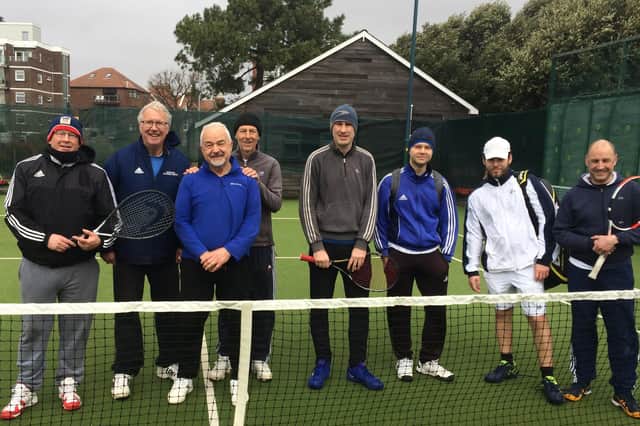 Court X 4ths v Southsea. From left - Keith Evans, Tim Fielder, Ozzy Glogic, Martin Jewell, Clive Paling, Andrii Zharikov, Felix Quinquo, Andrew Bowbrick