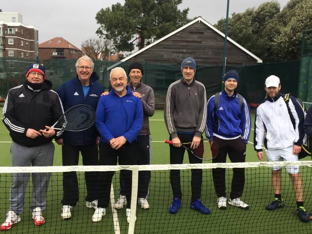 Court X 4ths v Southsea. From left - Keith Evans, Tim Fielder, Ozzy Glogic, Martin Jewell, Clive Paling, Andrii Zharikov, Felix Quinquo, Andrew Bowbrick