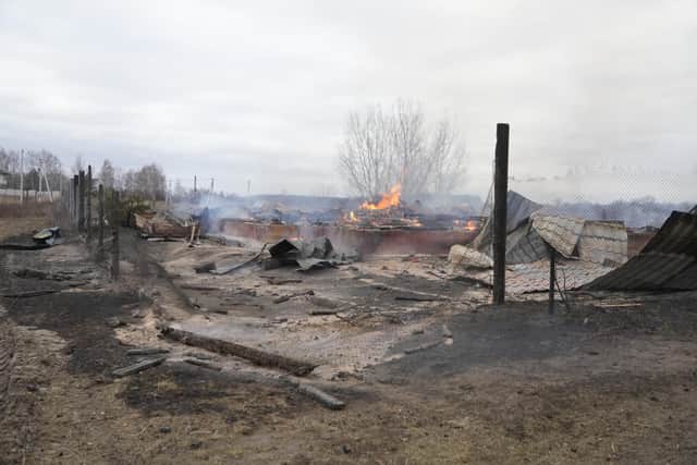 The debris of a house in the aftermath of Russian shelling, outside Kyiv, Ukraine Picture: AP Photo/Efrem Lukatsky)