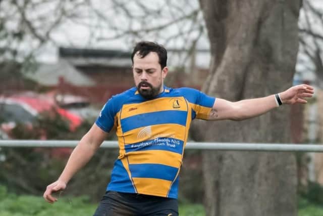 Gosport & Fareham's Alex Duncombe fires over another conversion Picture: Martin Burnett