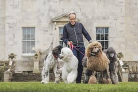 The Duke of Richmond on the Library Lawn at his Goodwood home near Chichester, West Sussex with standard poodles ahead of Goodwoof, a festival of dogs, in May which will celebrate the breed.
Picture: Christopher Ison