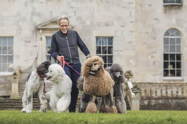The Duke of Richmond on the Library Lawn at his Goodwood home near Chichester, West Sussex with standard poodles ahead of Goodwoof, a festival of dogs, in May which will celebrate the breed.
Picture: Christopher Ison