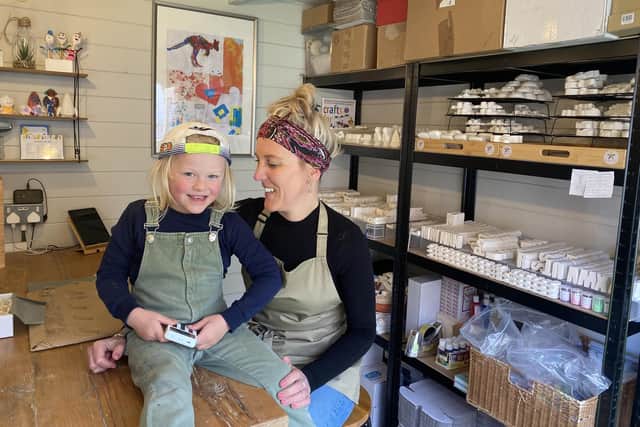  Lynsey Pleasance, who owns Craft & Tonic in Milton, with her son Rudy.