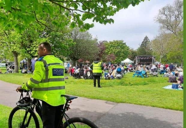 Police patrolling Victoria Park in Portsmouth. Pic Portsmouth police