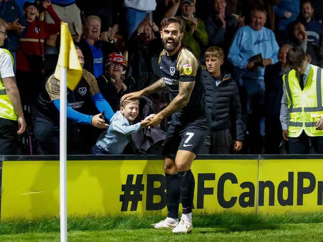 Marlon Pack picks out this young fan in the away end to celebrate the Blues' opener.