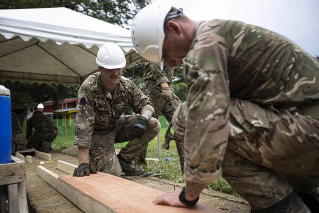 Commando engineers work on the new school
