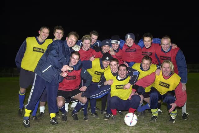 Fraser Quirke and his Gosport Borough colleagues at a training session before their FA Vase quarter-final trip to Bideford in 2004. PICTURE: MATT SCOTT-JOYNT