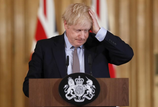 Boris Johnson will make an update on easing of lockdown today. (AP Photo/Frank Augstein, Pool, File)