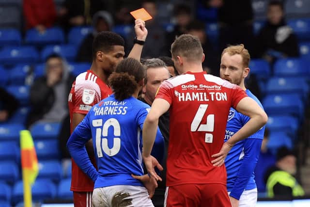 Marcus Harness will serve a three-match ban following his red card against Accrington on Saturday Picture: Barry Zee