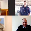 Prince William pictured with troops during a Zoom video call. Photo: Royal Navy