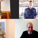 Prince William pictured with troops during a Zoom video call. Photo: Royal Navy