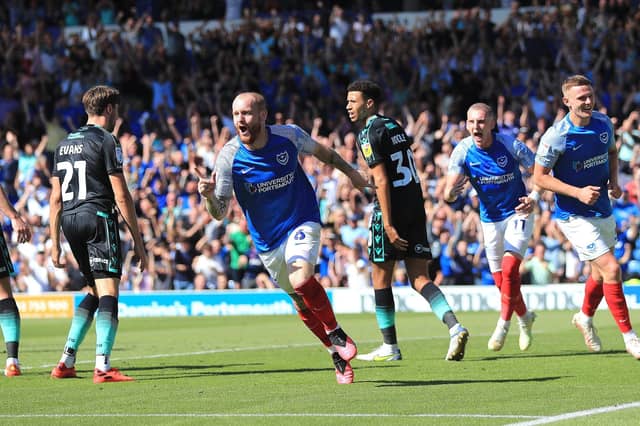 Connor Ogilvie celebrated his third goal of the season against Bristol Rovers