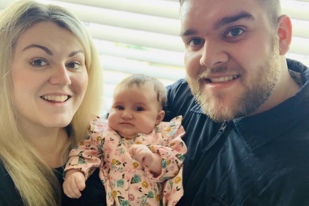 Stacey Grant with daughter Ivy and husband Garret from Gosport