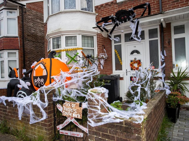 Dave and Louise Whitfield, along with a team of helpers have created a terrifying live action halloween maze in their own back garden.  Pictured - Their house on Thurbern Road in Portsmouth has been transformed into the terrifying maze.  Photos by Alex Shute