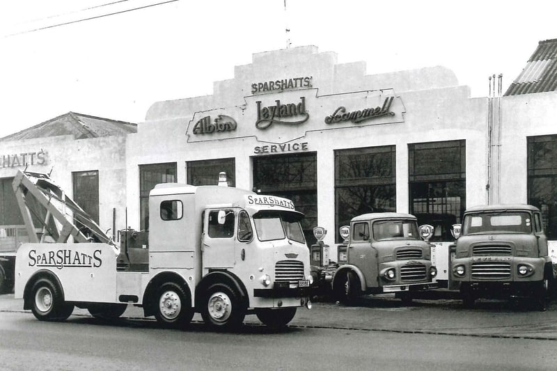 Vehicles outside the Sparshatt garage at Hilsea. Picture: Stephen Payne collection.