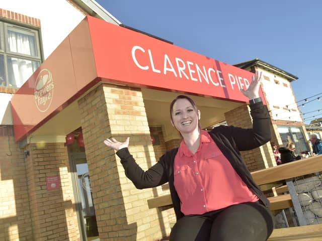 Clarence Pier Brewers Fayre officially reopened on February 6, 2023. 
Pictured: Kelly Windebank, general manager of Clarence Pier Brewers Fayre.
Picture: Sarah Standing