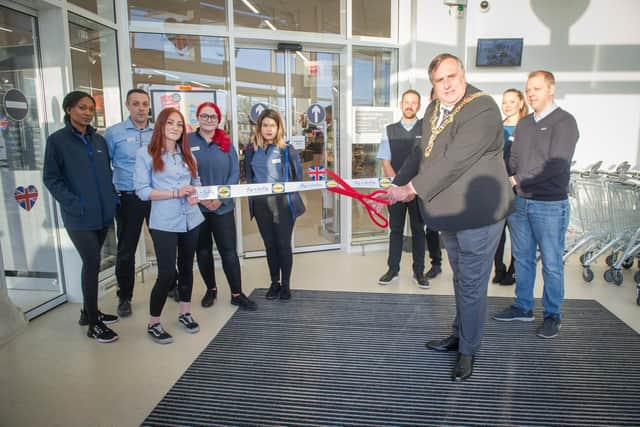 Lord Mayor of Portsmouth David Fuller with staff marking the opening of the new store in Ocean Retail Park last year. Picture: Habibur Rahman