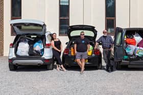 Another three full carloads of donations, soon  to be delivered by Liberty Rose, Matt Simmons, and Mal Sturgess from Emsworth Baptist Church. Picture: Mike Cooter (060921)