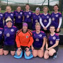 A vitorious Portsmouth 2nds team after their 15-1 thrashing of Blandford and Sturminster. Back (from left) Nadia Moore (coach), Becky Clay, Joni Duffus, Hayley Chivers, Hayley Armstrong, Emily Crowcroft, Amanda Owens, Fiona Bingham. Front: Kezia Winter, Sarah Stewart, Kirsty Harley (GK), Katie Juckes, Lucy Dunning (C).