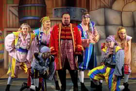 Hook is the Kings Theatre pantomime for 2023, starring Shaun Williamson as Hook; James 'Arg' Argent as Peter Pan; Jack Edwards as Mrs Smee; Georgia Deloise as Wendy; Elizabeth Rose as tinkerbell; Julia Worsley as Mother and Gemma The Mermaid.
Picture by Alan Bound for The Kings Theatre